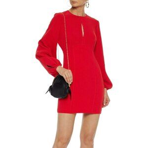 Cinq A Sept Danica Red Bell Sleeve Keyhole Mini Dress US 0